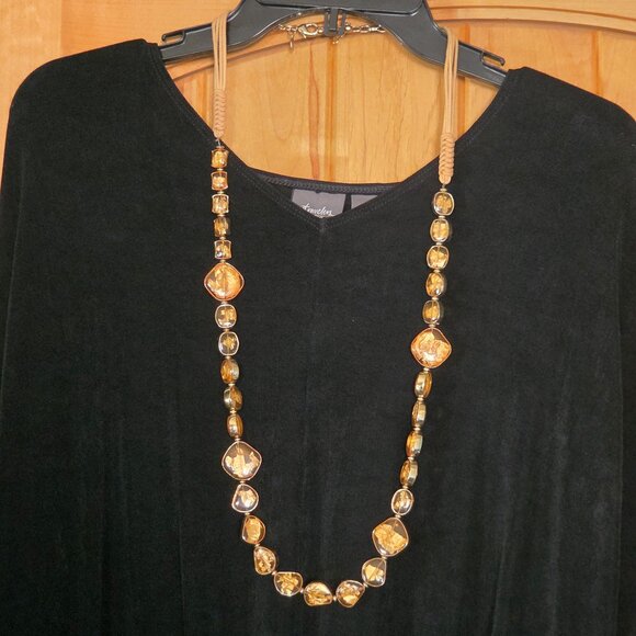 Chico's Goldtone and Chunky Flat Beads Long Necklace - Picture 1 of 6